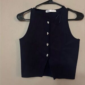 Zara Dark Blue Sleeveless Top